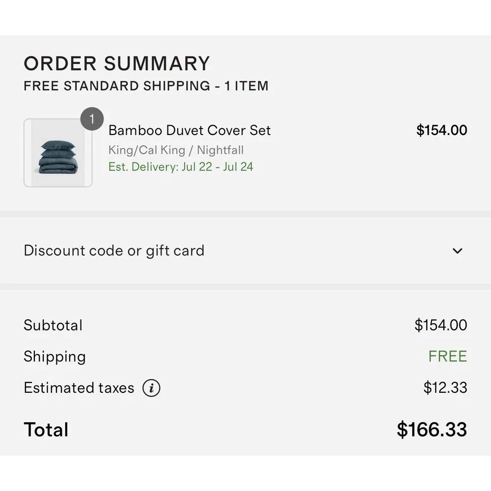 Quince Bamboo Duvet Cover Set King Cal King Nightfall Blue Gray NEW $154 Retail